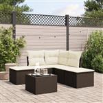 vidaXL 6-delige Loungeset met kussens poly rattan bruin