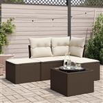 vidaXL 5-delige Loungeset met kussens poly rattan bruin