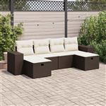 vidaXL 6-delige Loungeset met kussens poly rattan bruin