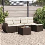 vidaXL 6-delige Loungeset met kussens poly rattan bruin