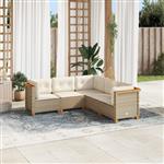 vidaXL 5-delige Loungeset met kussens poly rattan beige