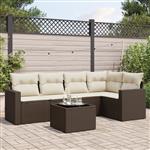 vidaXL 6-delige Loungeset met kussens poly rattan bruin