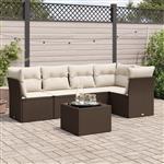 vidaXL 6-delige Loungeset met kussens poly rattan bruin