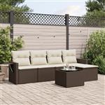 vidaXL 6-delige Loungeset met kussens poly rattan bruin