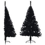 vidaXL Kunstkerstboom met standaard half 150 cm PVC zwart