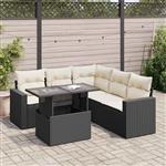 vidaXL 6-delige Loungeset met kussens poly rattan zwart