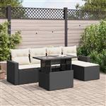 vidaXL 6-delige Loungeset met kussens poly rattan zwart