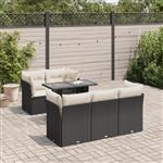 vidaXL 6-delige Loungeset met kussens poly rattan zwart