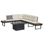 vidaXL 2-delige Loungeset met kussens poly rattan en glas zwart