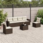 vidaXL 7-delige Loungeset met kussens poly rattan bruin