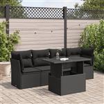 vidaXL 5-delige Loungeset met kussens poly rattan zwart