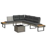 vidaXL 2-delige Loungeset met kussens poly rattan en glas grijs