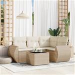 vidaXL 5-delige Loungeset met kussens poly rattan beige