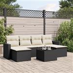 vidaXL 7-delige Loungeset met kussens poly rattan zwart