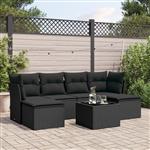 vidaXL 7-delige Loungeset met kussens poly rattan zwart