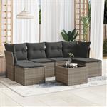 vidaXL 7-delige Loungeset met kussens poly rattan grijs