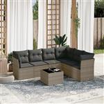 vidaXL 7-delige Loungeset met kussens poly rattan grijs