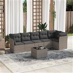 vidaXL 7-delige Loungeset met kussens poly rattan grijs