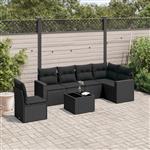 vidaXL 7-delige Loungeset met kussens poly rattan zwart