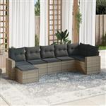 vidaXL 7-delige Loungeset met kussens poly rattan grijs