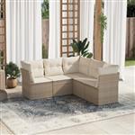 vidaXL 5-delige Loungeset met kussens poly rattan beige