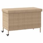 vidaXL Tuinbox met wielen 110x55x73 cm poly rattan gemengd beige