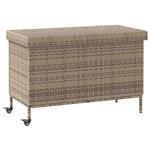 vidaXL Tuinbox met wielen 110x55x73 cm poly rattan grijs