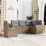 vidaXL 6-delige Loungeset met kussens poly rattan beige