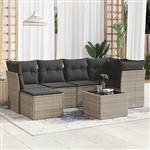 vidaXL 7-delige Loungeset met kussens poly rattan grijs