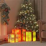 vidaXL Kerstfiguur cadeaudoos 3 st verlicht 64 warmwitte LED's