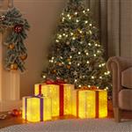 vidaXL Kerstfiguur cadeaudoos 3 st verlicht 64 warmwitte LED's