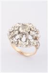 Antieke goud/zilver entourage ring met diamanten