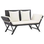 vidaXL Tuinbank met kussens 176 cm poly rattan zwart