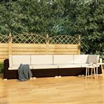 vidaXL 4-delige Loungeset met kussens poly rattan bruin