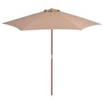 vidaXL Parasol met houten paal 270 cm taupe