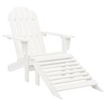 vidaXL Tuinstoel met hocker hout wit