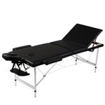 vidaXL Inklapbare massagetafel 3 zones met aluminium frame (zwart)