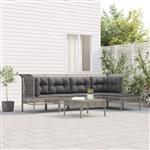 vidaXL 6-delige Loungeset met kussens poly rattan grijs