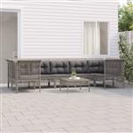 vidaXL 8-delige Loungeset met kussens poly rattan grijs