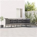 vidaXL 5-delige Loungeset met kussens poly rattan grijs