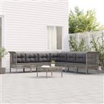 vidaXL 8-delige Loungeset met kussens poly rattan grijs