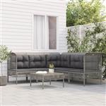 vidaXL 6-delige Loungeset met kussens poly rattan grijs