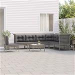 vidaXL 8-delige Loungeset met kussens poly rattan grijs