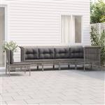 vidaXL 6-delige Loungeset met kussens poly rattan grijs