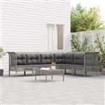 vidaXL 7-delige Loungeset met kussens poly rattan grijs