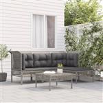 vidaXL 5-delige Loungeset met kussens poly rattan grijs