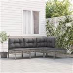 vidaXL 4-delige Loungeset met kussens poly rattan grijs