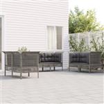 vidaXL 6-delige Loungeset met kussens poly rattan grijs