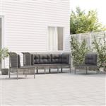 vidaXL 5-delige Loungeset met kussens poly rattan grijs