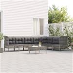 vidaXL 8-delige Loungeset met kussens poly rattan grijs